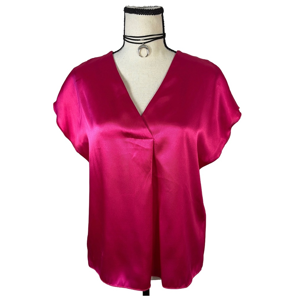 Nicole Miller New York Fuchsia Satin Blouse | Made in USA